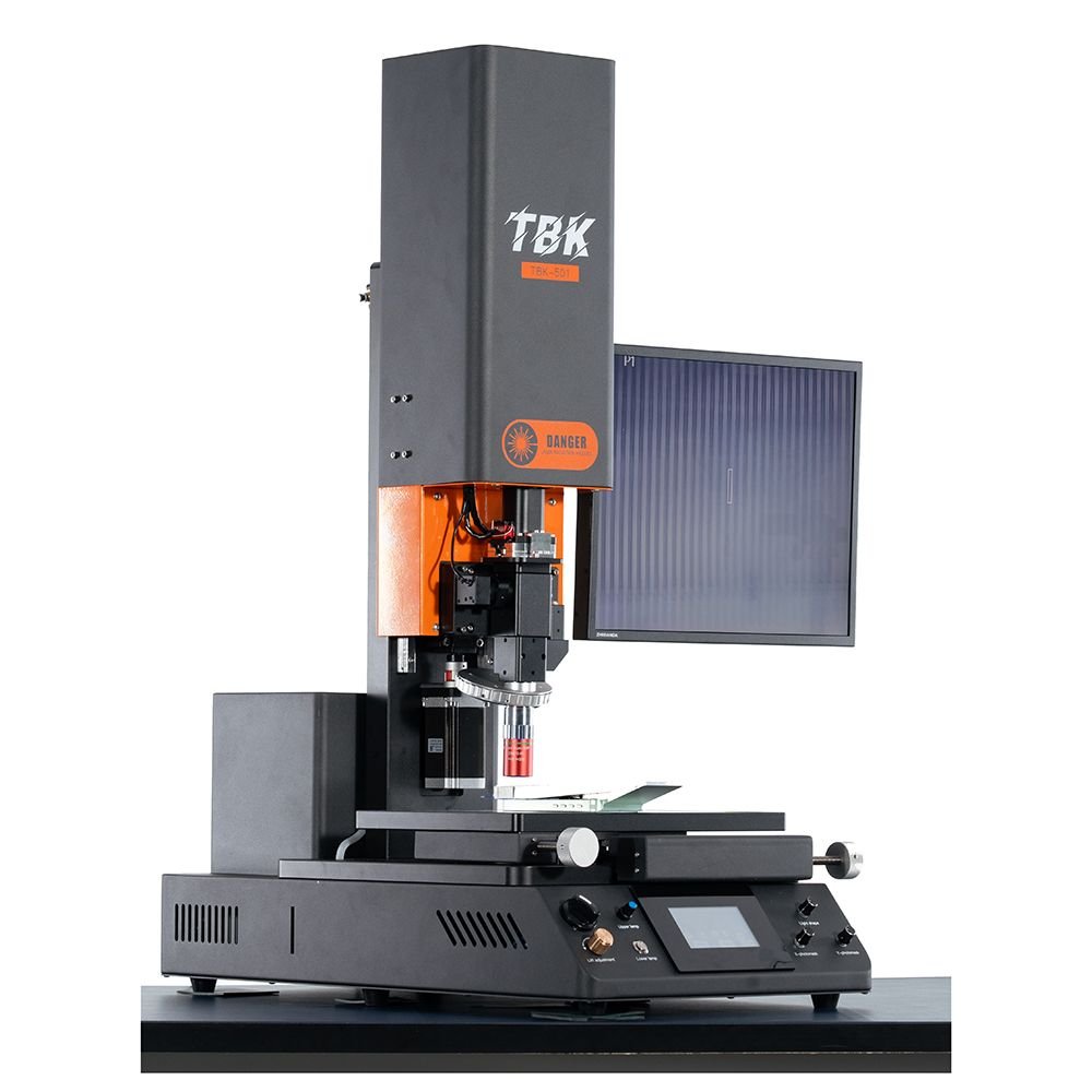 Close-up of calibrated laser panel for display line repair